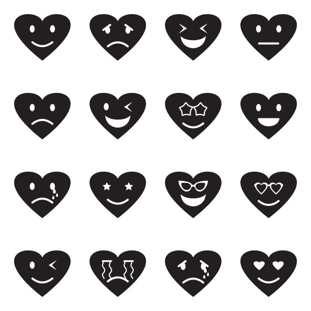 爱的情感图标。黑色的平面设计。矢量插图。图片下载