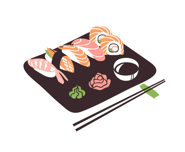 手绘海味创意水墨艺术作品图片下载