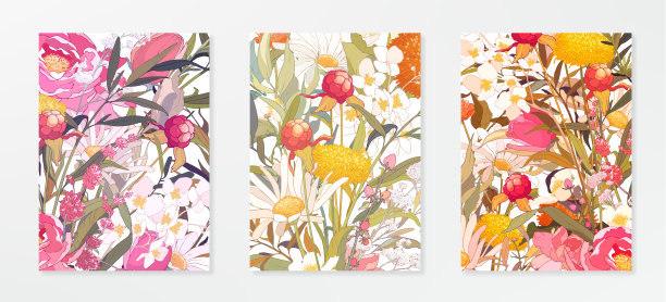 野花素描，矢量花草本植物。花，叶，水彩最小向量。素描花环，花卉，草本花环。图片下载