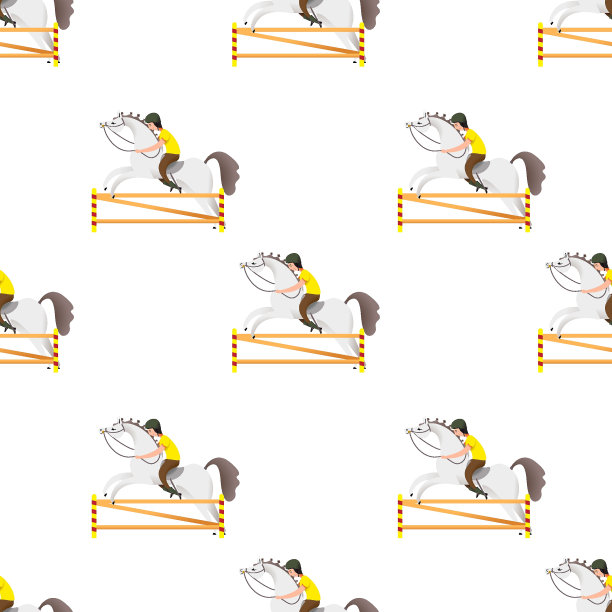 马图案设计。马与女孩骑手在卡通风格。矢量插图。图片下载