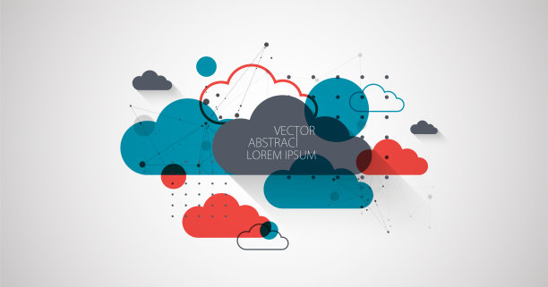 抽象的云背景。科技主题运用了神经丛效应和多种元素。图片下载