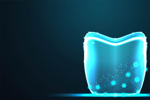 多边形的牙齿。牙科的概念。矢量网格球从飞行碎片。摘要线材低多边形，线材多边形框架网格。说明和背景图片下载