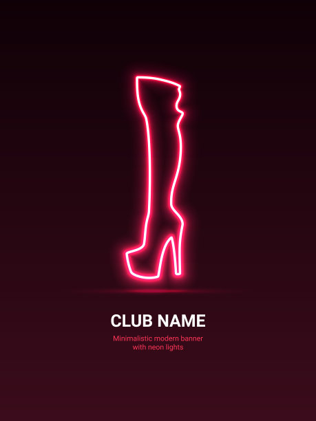 夜店极简风格的霓虹灯横幅。钢管舞。图片下载