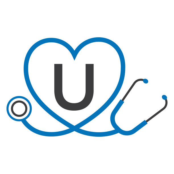医学标志上字母U模板。医生标志与听诊器标志图片下载