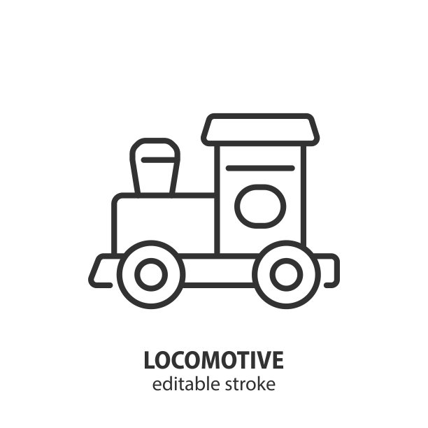 玩具机车线图标。火车的迹象。可编辑的中风。矢量插图。图片下载