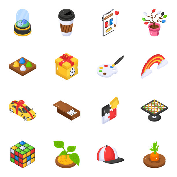 时髦的收集赌场等距图标图片下载