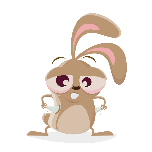 一个口袋空空的可怜卡通兔子的有趣插图图片下载