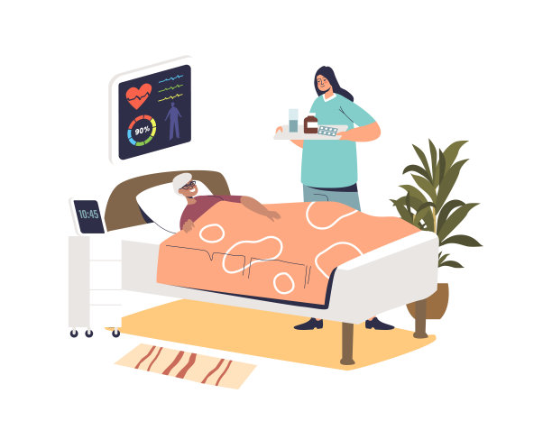 护士给病床上的老妇病人送药。正在接受治疗的老年妇女图片下载