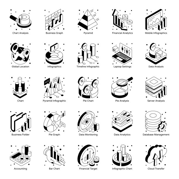 数据分析Glyph图标合集图片下载