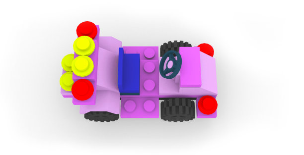 儿童玩具车由孤立在白色背景的积木。3 d演示。图片下载