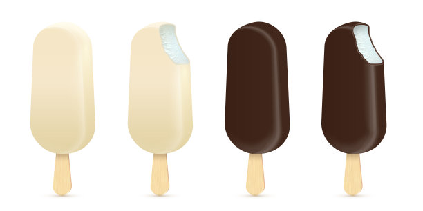 冰淇淋棒，3d爱斯基摩设置，现实的圣代与香草口味和釉棒图片下载