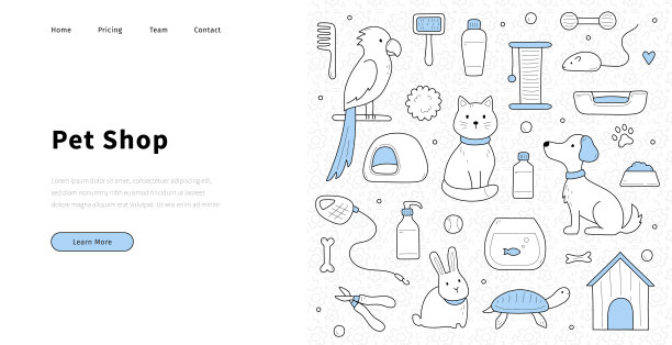 宠物商店横幅涂鸦动物图片下载