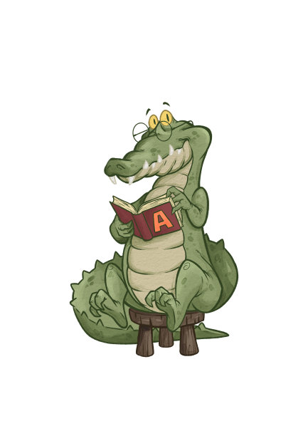 一个字母动物抽认卡，鳄鱼字符插图为儿童教育。学习字母很容易图片下载