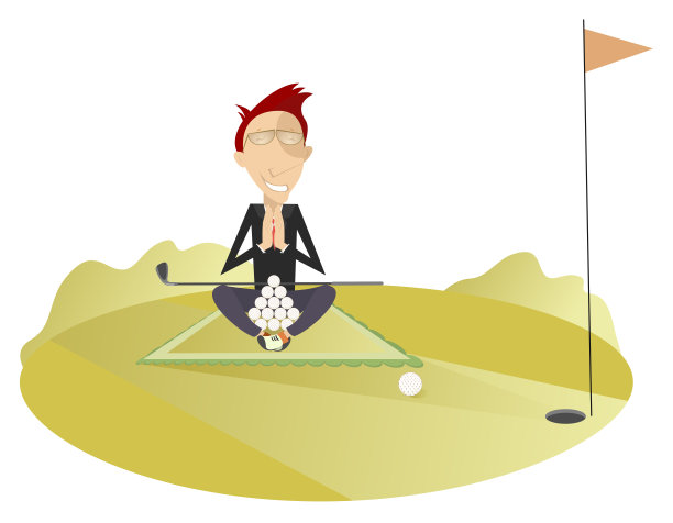 年轻人坐在高尔夫球场上图片下载