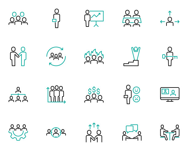 商业人线图标，团队，小组，会议，成员的集合图片下载