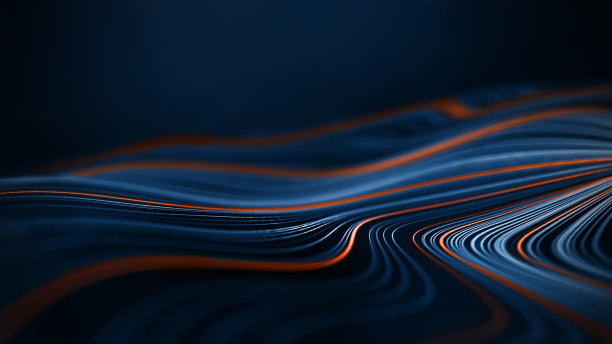 蓝色的技术背景。区块链技术3d渲染图片下载