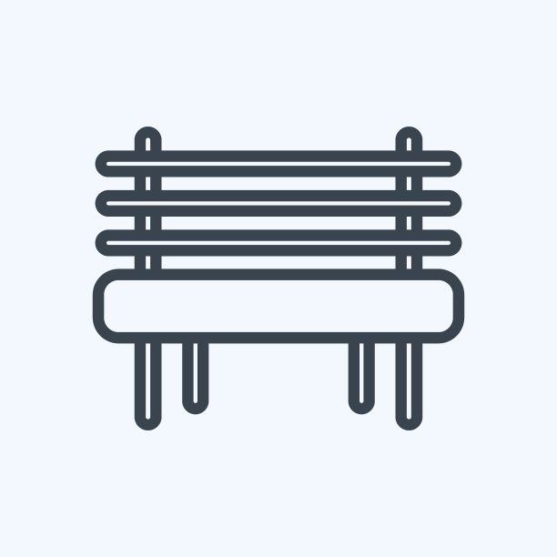 图标花园长椅上。适合园林象征。行风格。简单的设计可编辑。设计模板向量。简单的符号说明图片下载