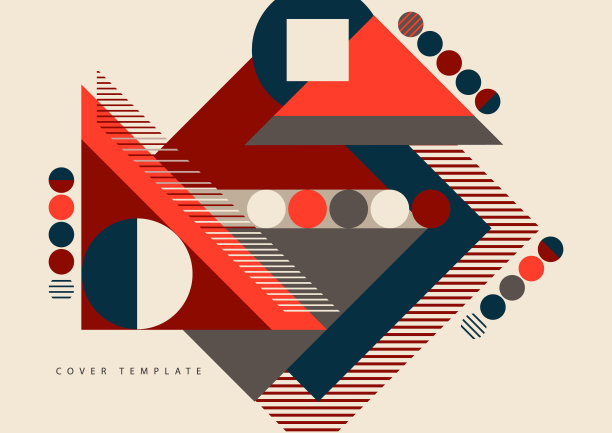 现代抽象小册子具有几何形状，圆形，正方形，线条。最小粗体建筑风格向量集与图形模板。图片下载