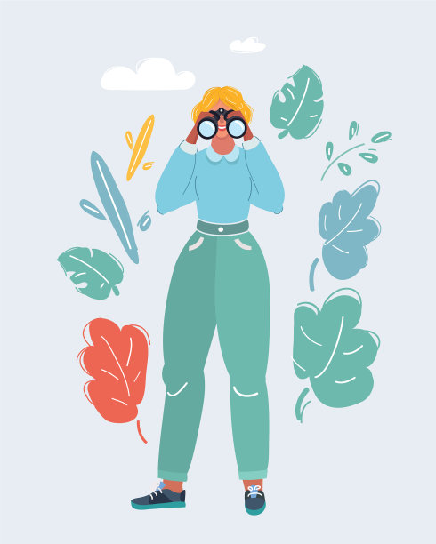 女人用双筒望远镜图片下载