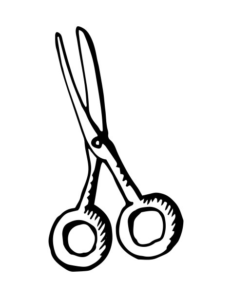 手绘剪刀孤立在白色背景上的插图图片下载
