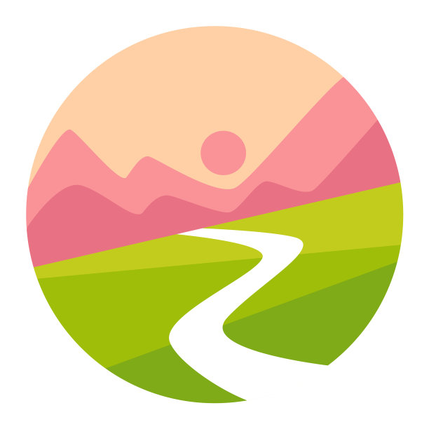 日落山脉和山谷孤立的图标图片下载