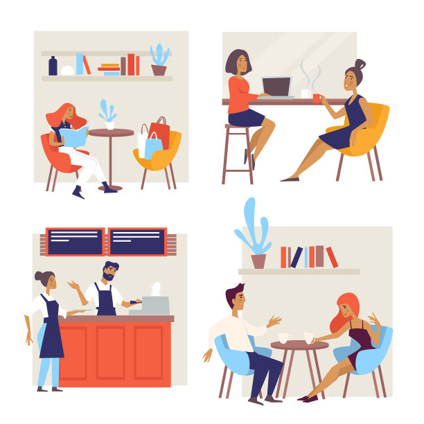 咖啡师和顾客服务员咖啡馆或图片下载