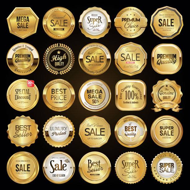 黄金徽章和复古设计的Mega collection图片下载