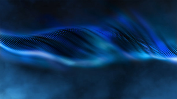 数据技术抽象未来主义插图。蓝色的线和点流动在黑暗的背景。大数据可视化图片下载