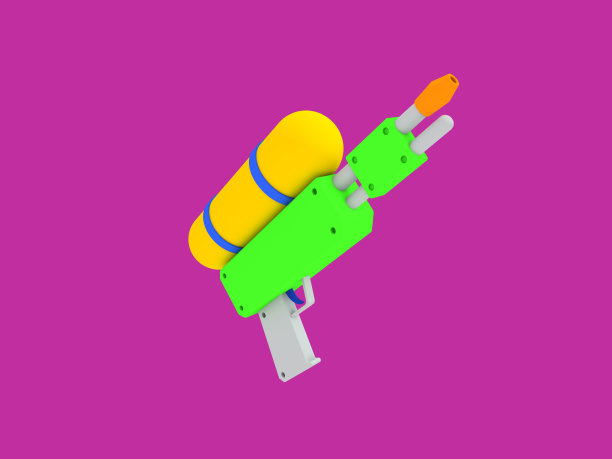 水枪3D渲染。泰国的泼水节概念。塑料水枪玩具玩图片下载