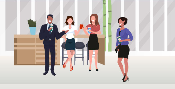 商务人士在开会喝咖啡时讨论图片下载