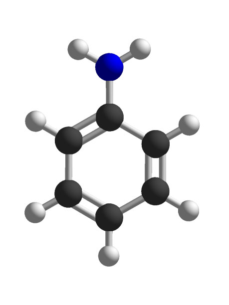 苯胺三维分子结构分离在白色背景上的化学原子分子图片下载