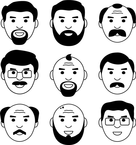 设置脸鬃毛头像图标黑色和白色图片下载