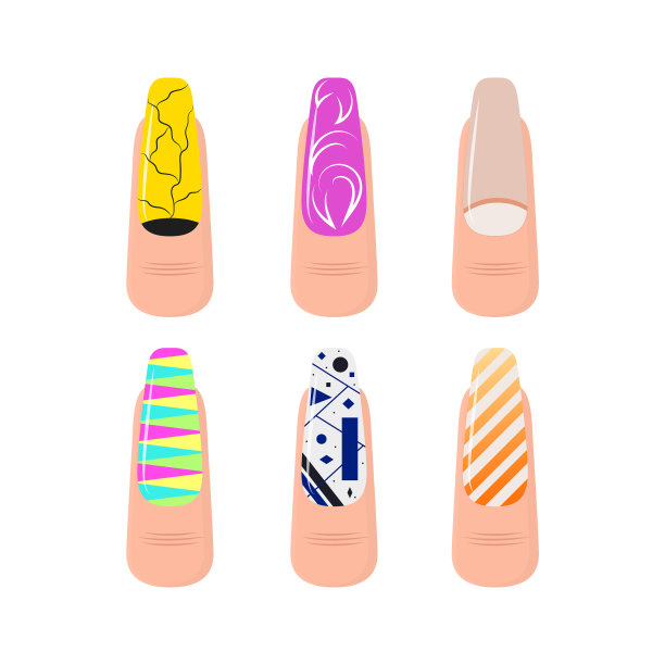 卡通色彩美甲服务艺术元素图片下载