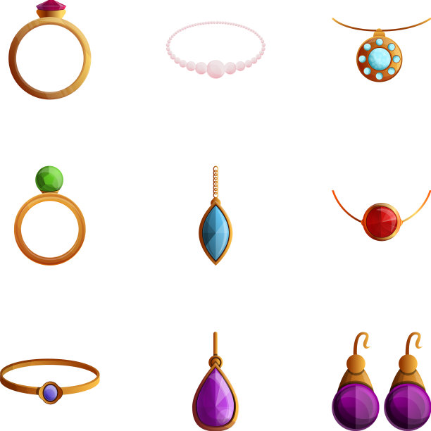 珠宝图标集卡通风格图片下载