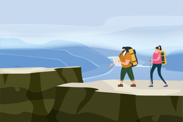 游客带着地图和背包的可爱情侣图片下载