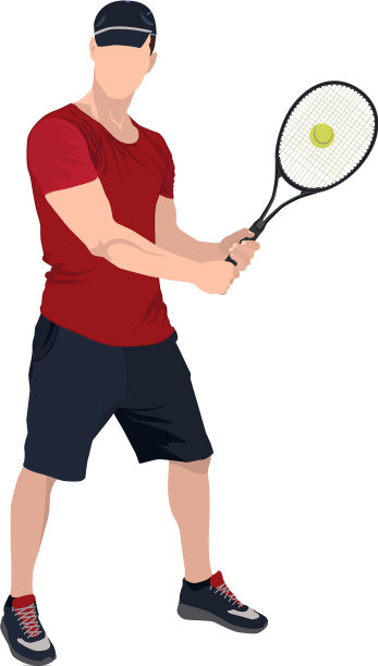 网球运动员的球和球拍都是平的图片下载