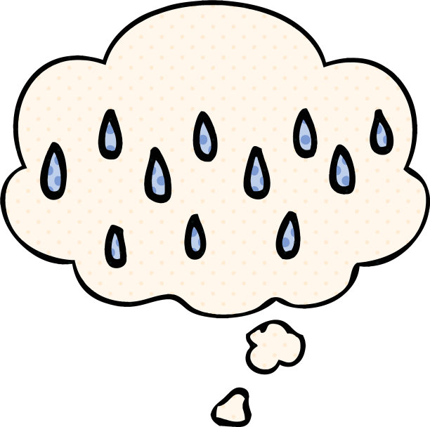 漫画书中的卡通雨和思考泡泡图片下载