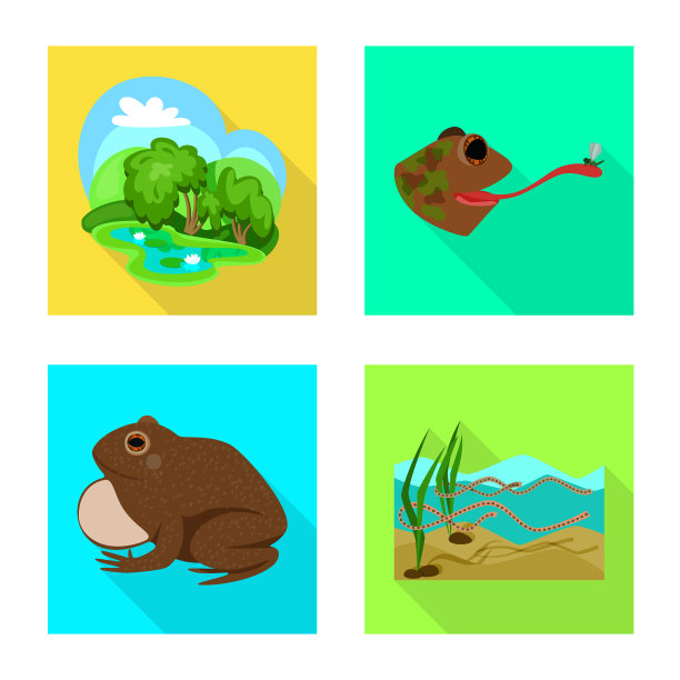 孤立物体野生动物和沼泽标志集图片下载