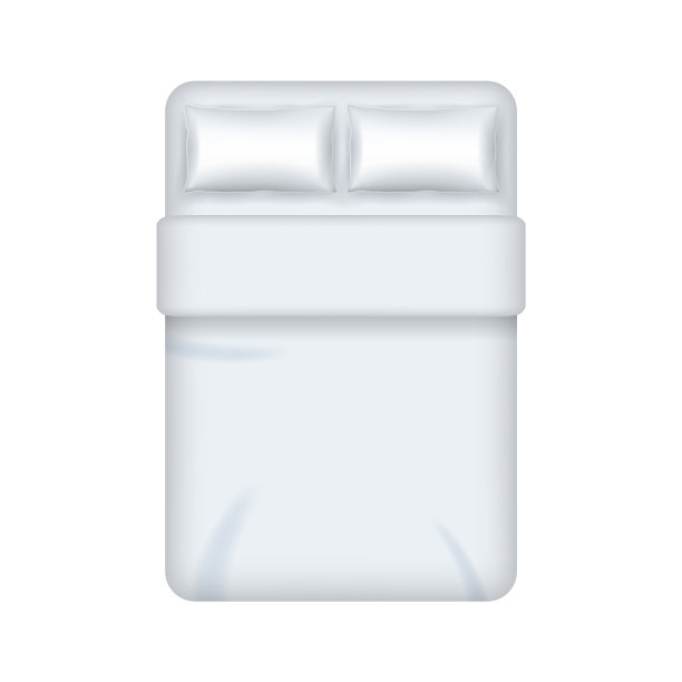 逼真详细的3d白色双空白床上用品图片下载