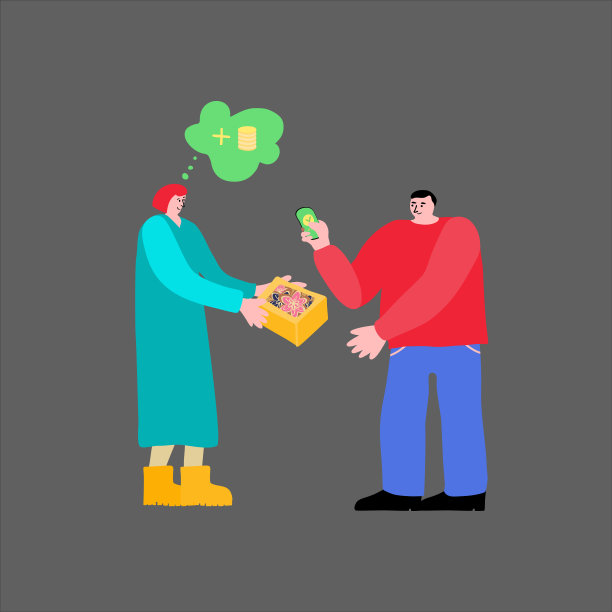 一名男子通过移动银行付款。女人发出完整的命令。小型企业的金融交易图片下载