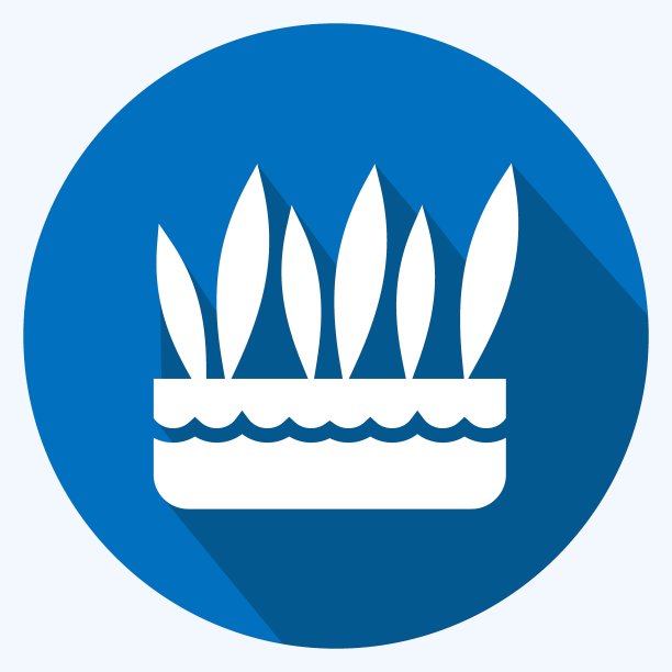 图标草花盆，适合花园象征。长长的阴影风格。简单的设计可编辑。设计模板向量。简单的符号说明图片下载