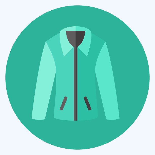 图标的夹克。适合男性佩戴的饰品符号。平的风格。简单的设计可编辑。设计模板向量。简单的符号说明图片下载