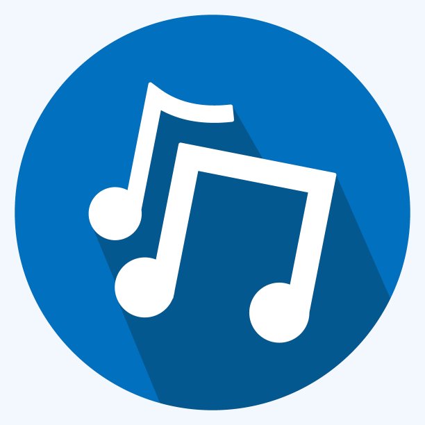 音乐图标。适用于聚会标志。长长的阴影风格。简单的设计可编辑。设计模板向量。简单的符号说明图片下载