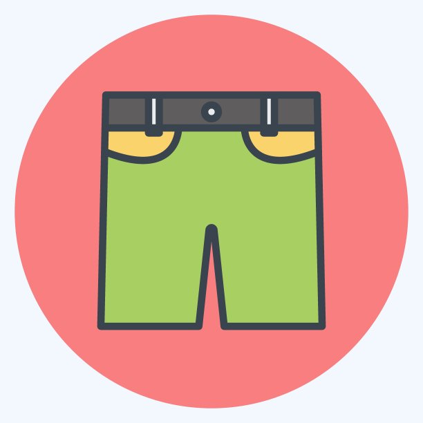 图标短裤。适合男性佩戴的饰品符号。颜色风格交配。简单的设计可编辑。设计模板向量。简单的符号说明图片下载