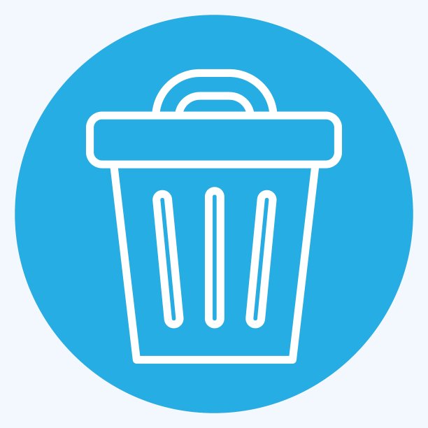 图标垃圾箱。适合社区象征。蓝眼睛的风格。简单的设计可编辑。设计模板向量。简单的符号说明图片下载