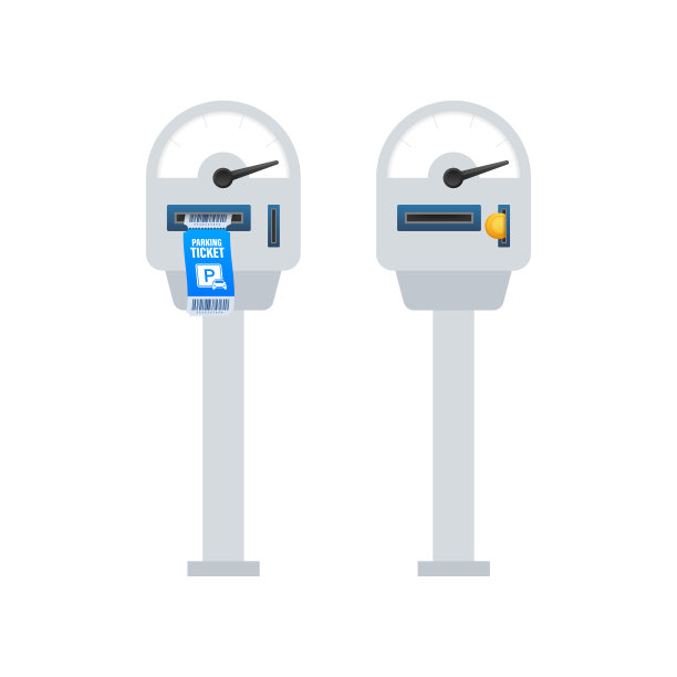 停车计价器，停车场公共。城市公共安全。矢量插图。图片下载