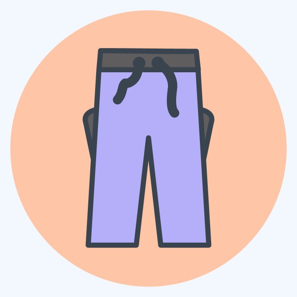 图标的裤子。适合男性佩戴的饰品符号。颜色风格交配。简单的设计可编辑。设计模板向量。简单的符号说明图片下载