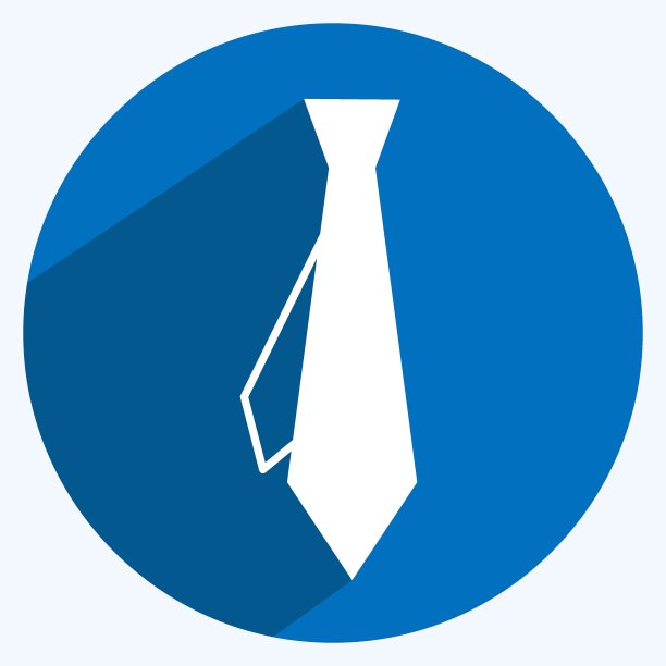 图标领带。适合男性佩戴的饰品符号。长长的阴影风格。简单的设计可编辑。设计模板向量。简单的符号说明图片下载