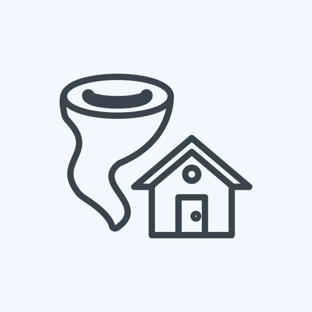 图标龙卷风击中房子。适合作为灾难的象征。行风格。简单的设计可编辑。设计模板向量。简单的符号说明图片下载