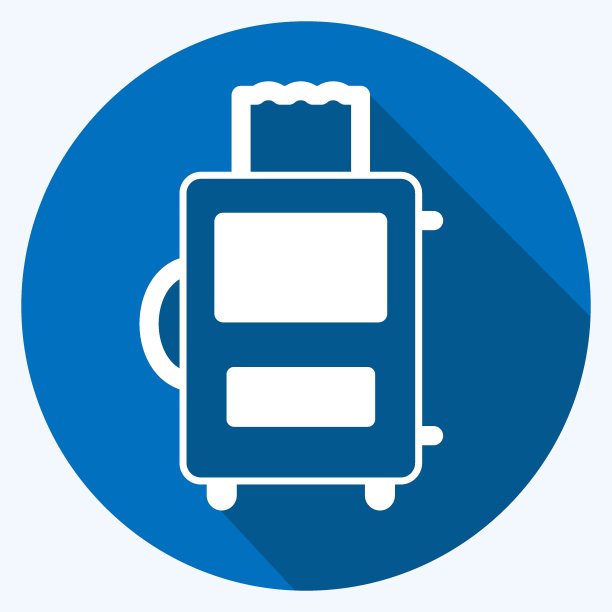 图标的手提箱。适合男性佩戴的饰品符号。长长的阴影风格。简单的设计可编辑。设计模板向量。简单的符号说明图片下载